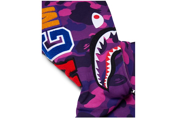 BAPE Color Camo Shark Full Zip Hoodie Purple