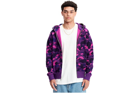 BAPE Color Camo Shark Full Zip Hoodie Purple