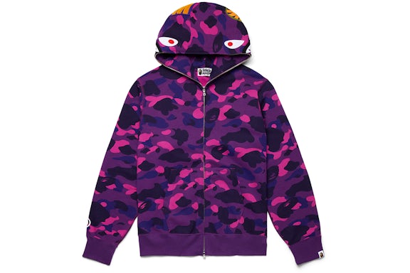 BAPE Color Camo Shark Full Zip Hoodie Purple