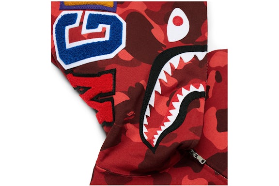 BAPE Color Camo Shark Full Zip Hoodie Red