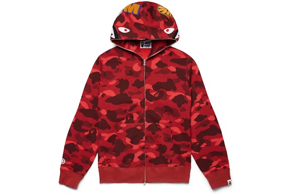 BAPE Color Camo Shark Full Zip Hoodie Red