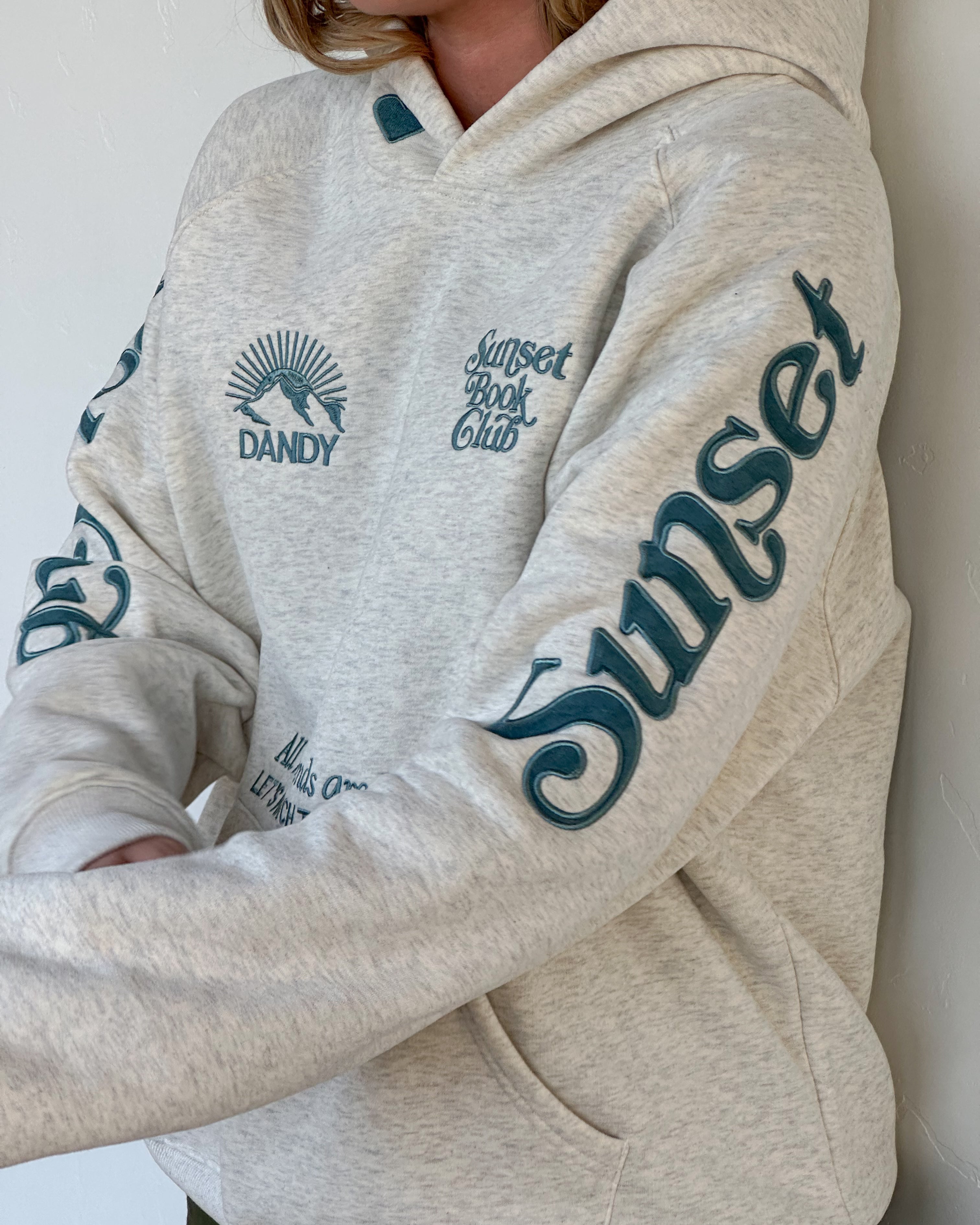 Book Club Oversized Lux Hoodie in Heather Gray and Blue