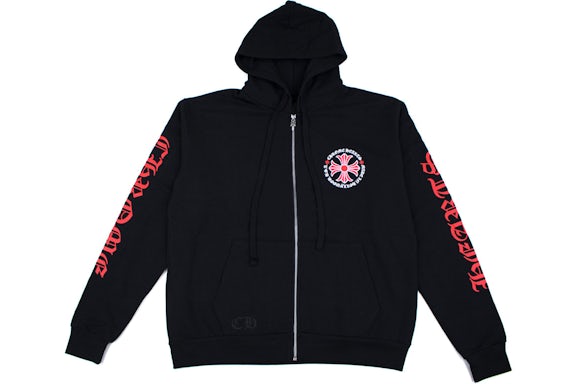 Chrome Hearts Made In Hollywood Plus Cross Zip Up Hoodie Black/Red