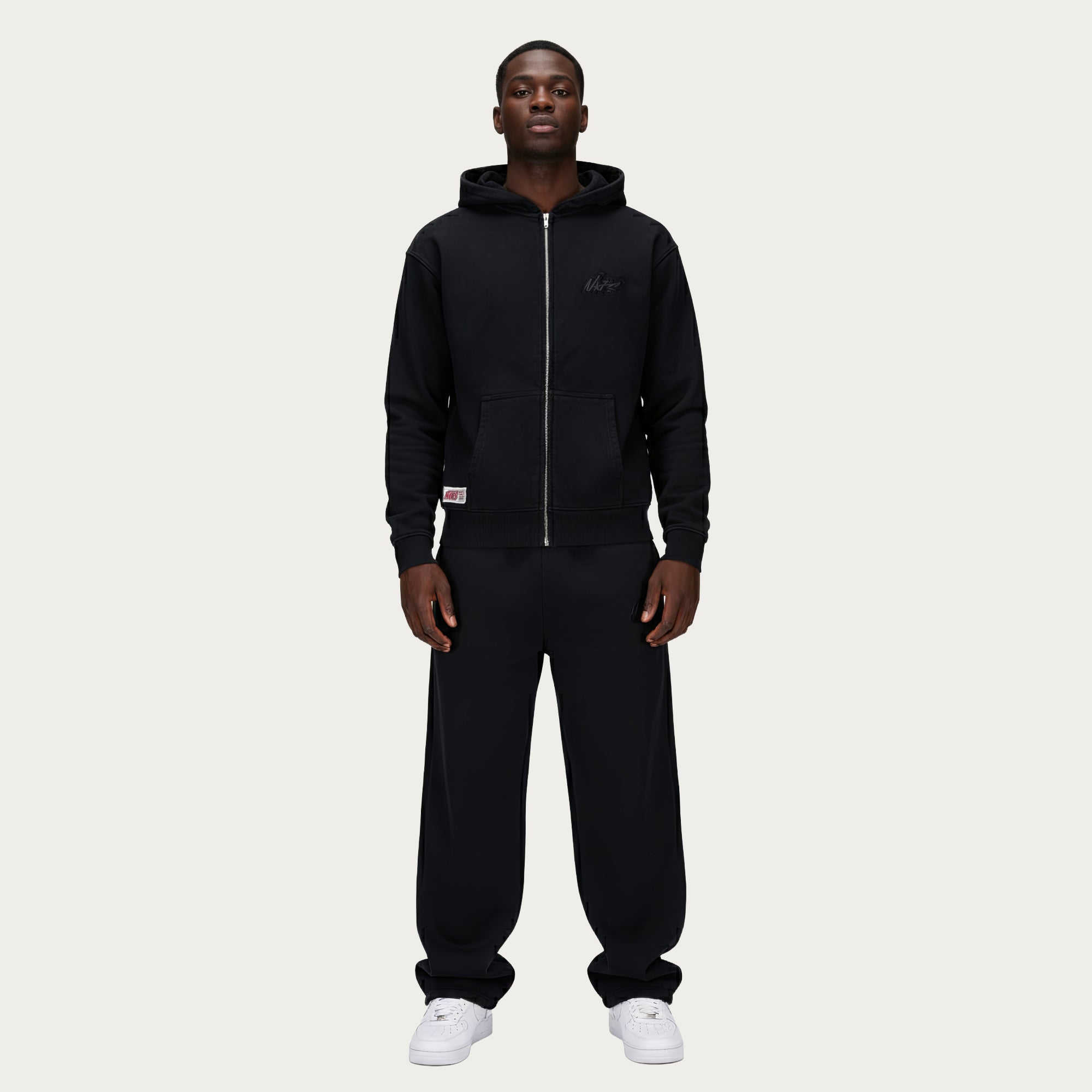 BLACK BASIC ZIP HOODIE