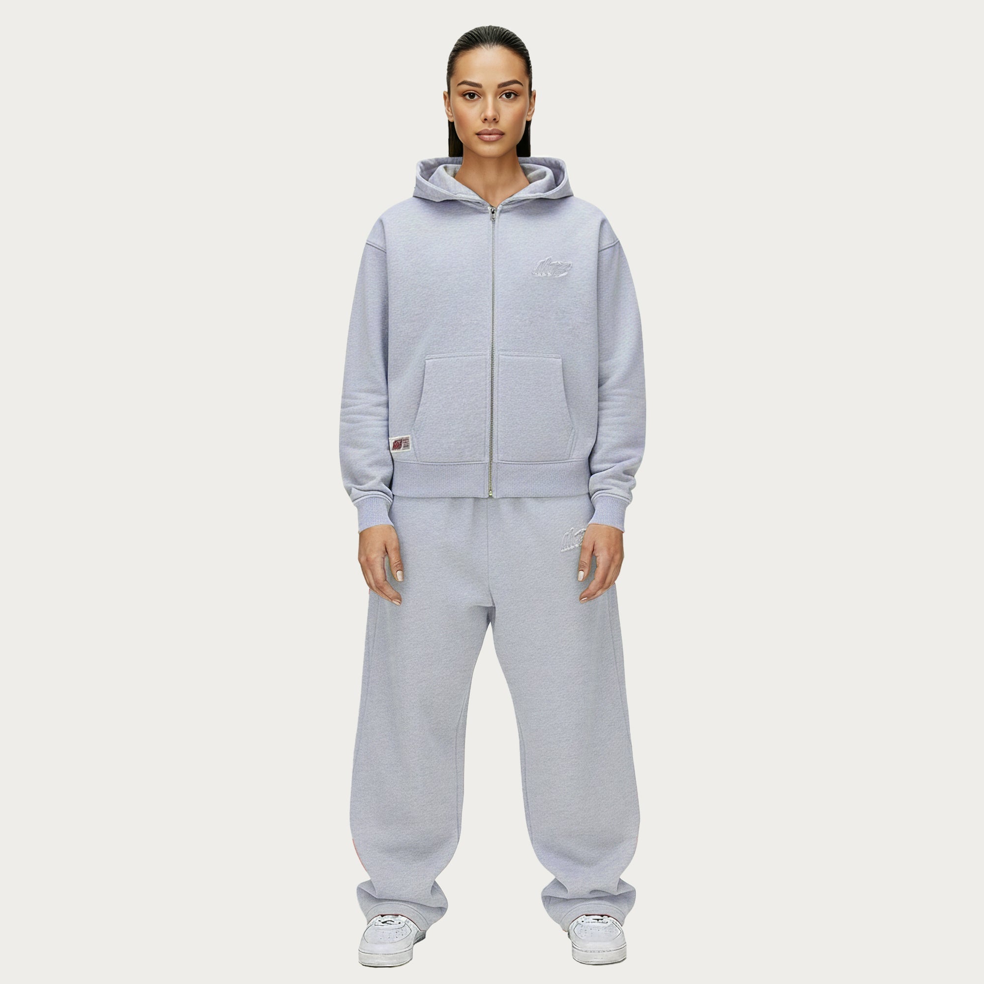 GREY BASIC ZIP HOODIE